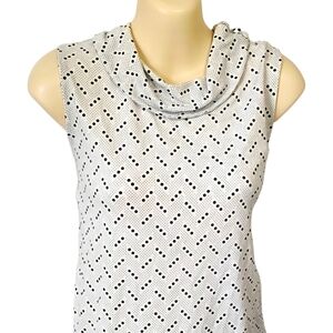 White & Black Polka Dot Design Tank Blouse  Medium